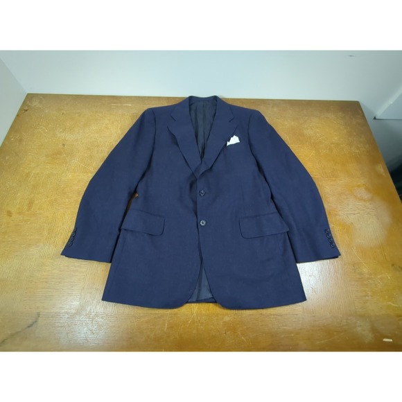 VINTAGE Samuelsohn 3 Piece Suit - Mens 40R x 34 Waist -  Navy Blue 100% Wool - Picture 2 of 16